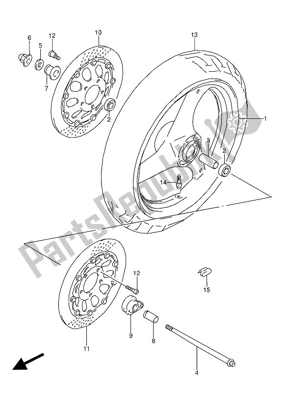 Tutte le parti per il Ruota Anteriore del Suzuki GSX 600 FUU2 1993