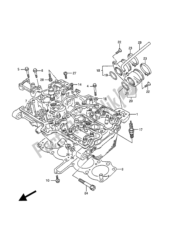 All parts for the Cylinder Head of the Suzuki GSF 400 Bandit 1993