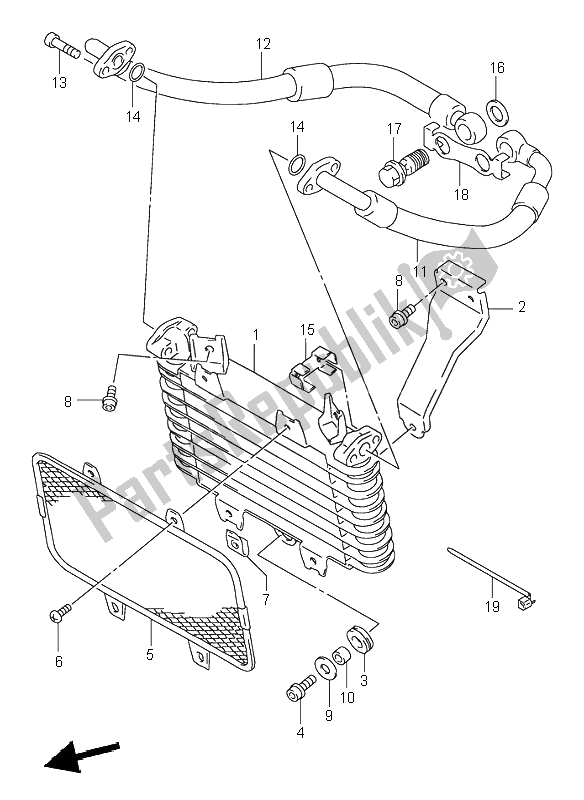 All parts for the Oil Cooler of the Suzuki GSX R 1100W 1996