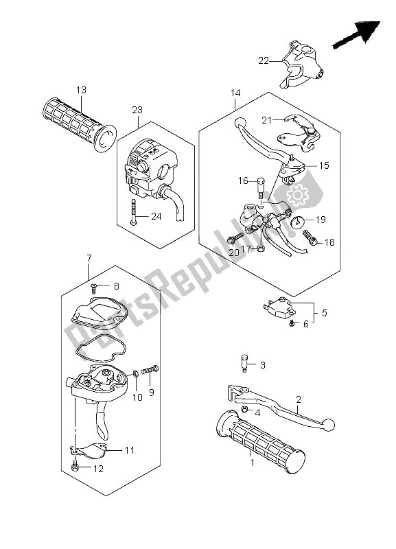 All parts for the Handle Lever of the Suzuki LT A 750 XPZ Kingquad AXI 4X4 2012