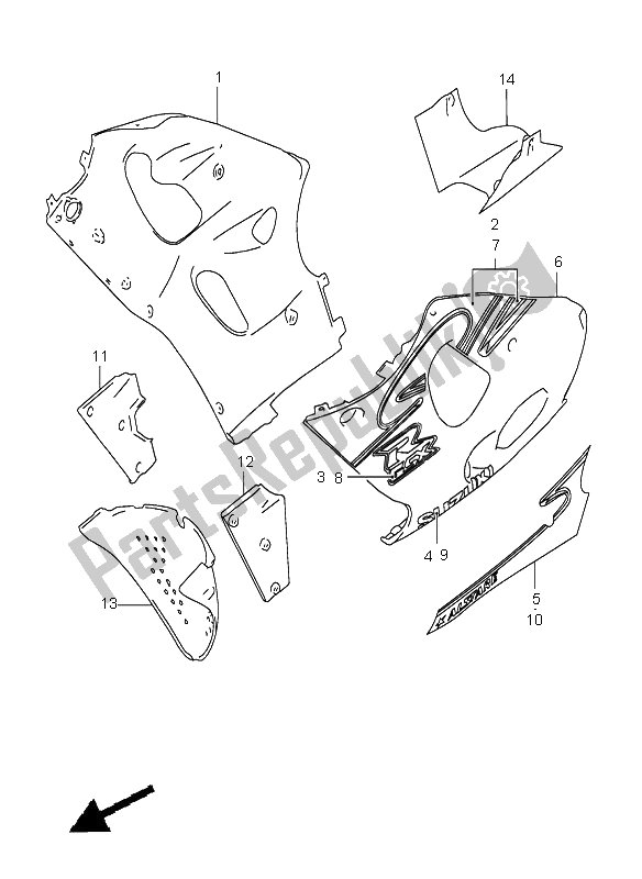 All parts for the Under Cowling Body (for Bp9) of the Suzuki GSX R 600 2000