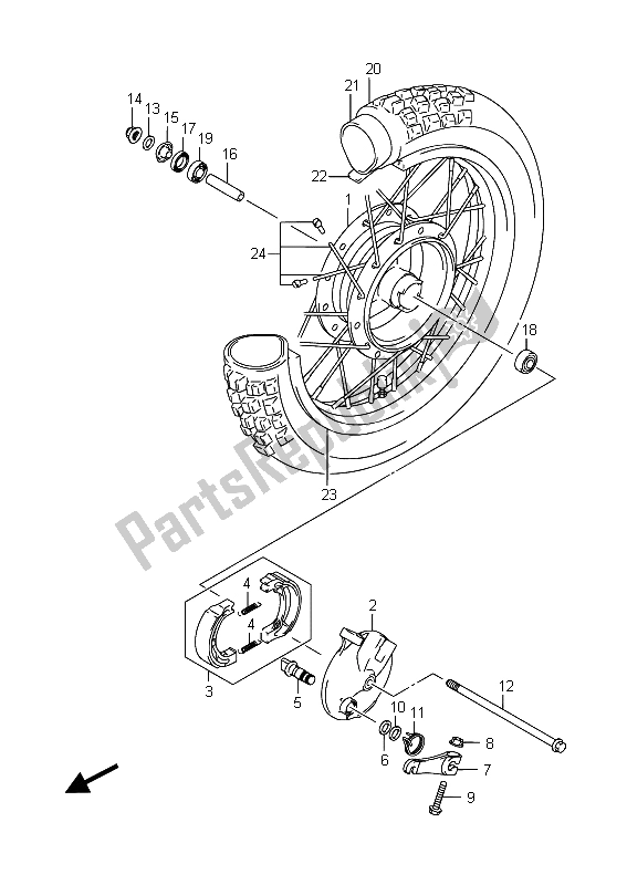 All parts for the Front Wheel (sw) of the Suzuki DR Z 125 SW LW 2015