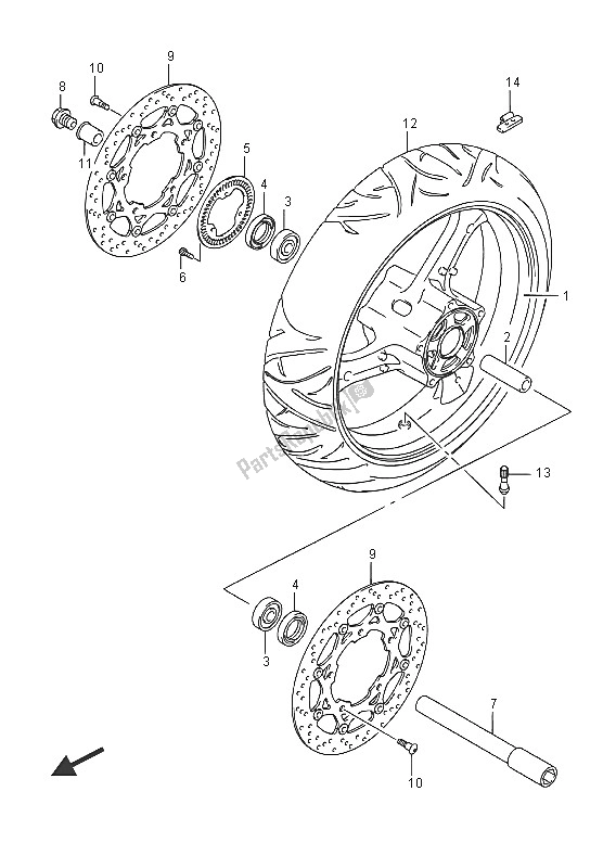 Tutte le parti per il Ruota Anteriore del Suzuki GSX 1250 FA 2016