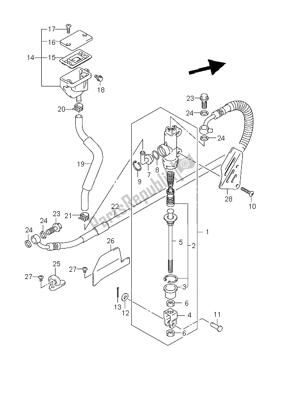 All parts for the Rear Master Cylinder of the Suzuki DL 1000 V Strom 2008