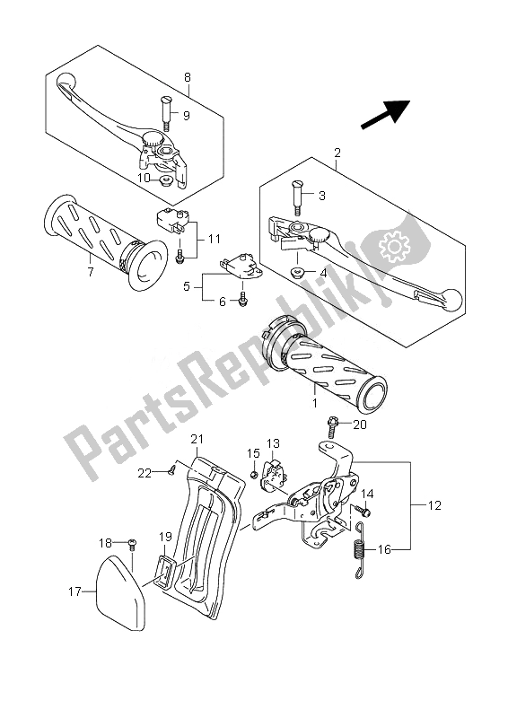 Toutes les pièces pour le Levier De Poignée du Suzuki AN 650A Burgman Executive 2007