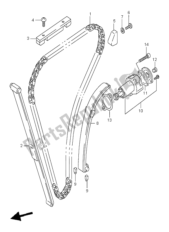 Alle onderdelen voor de Cam Ketting van de Suzuki GS 500E 1996