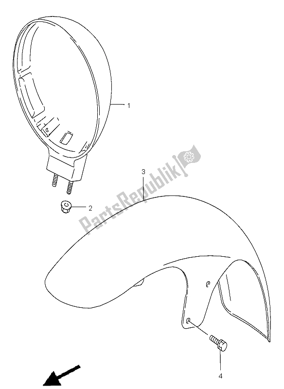 All parts for the Front Fender of the Suzuki VS 800 Intruder 2002