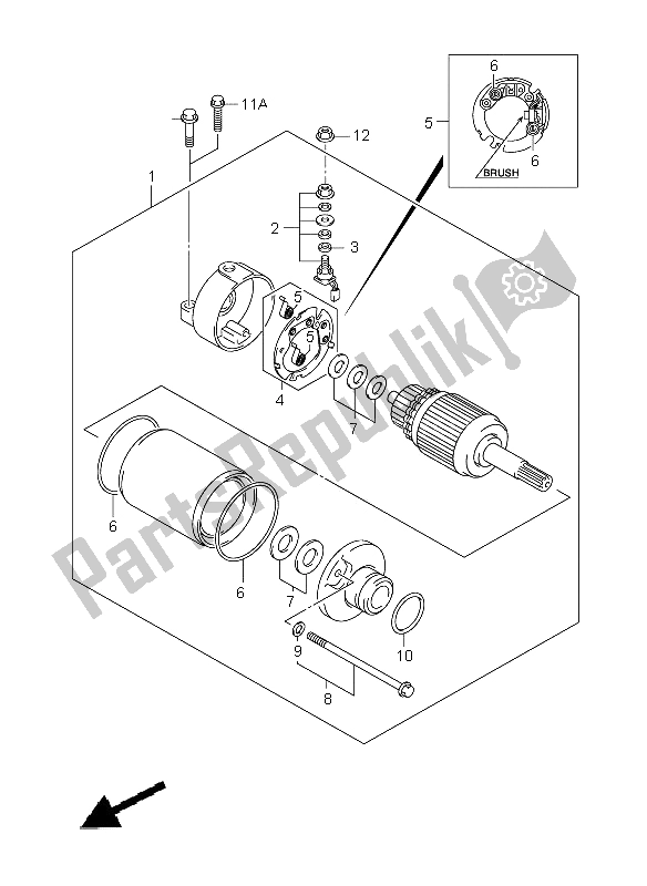 All parts for the Starting Motor of the Suzuki DR Z 400E 2009