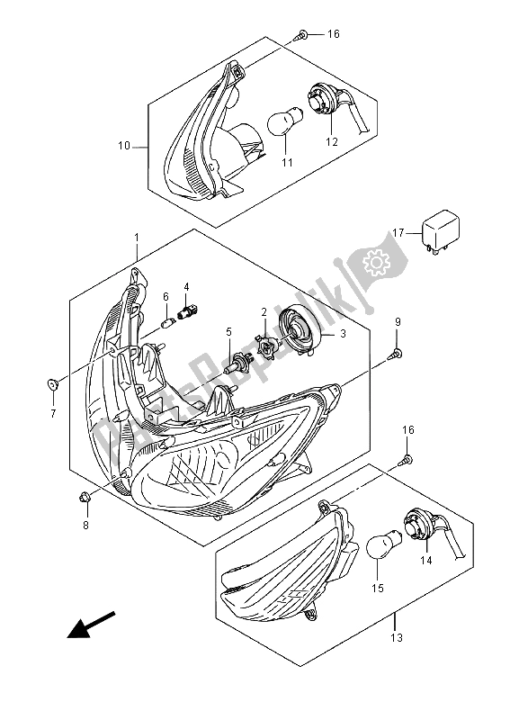 Tutte le parti per il Lampada Frontale Combinazione del Suzuki UH 200A Burgman 2015