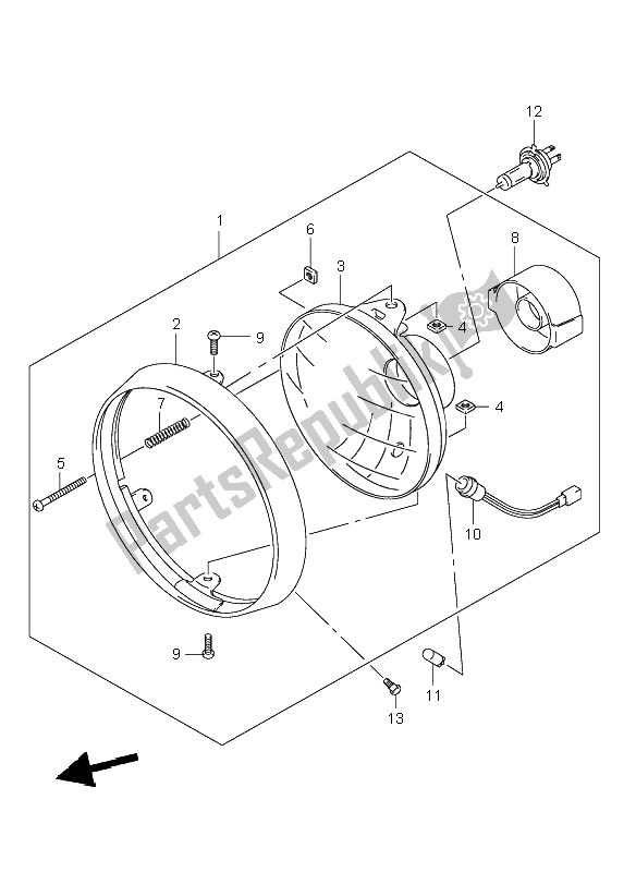 All parts for the Headlamp (gsf600-u) of the Suzuki GSF 600 NS Bandit 2003