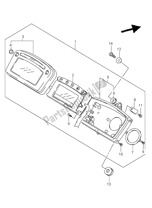 All parts for the Speedometer of the Suzuki LT A 500F Vinsion 4X4 2004