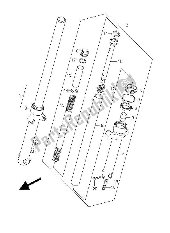 All parts for the Front Fork Damper of the Suzuki RV 125 Vanvan 2008