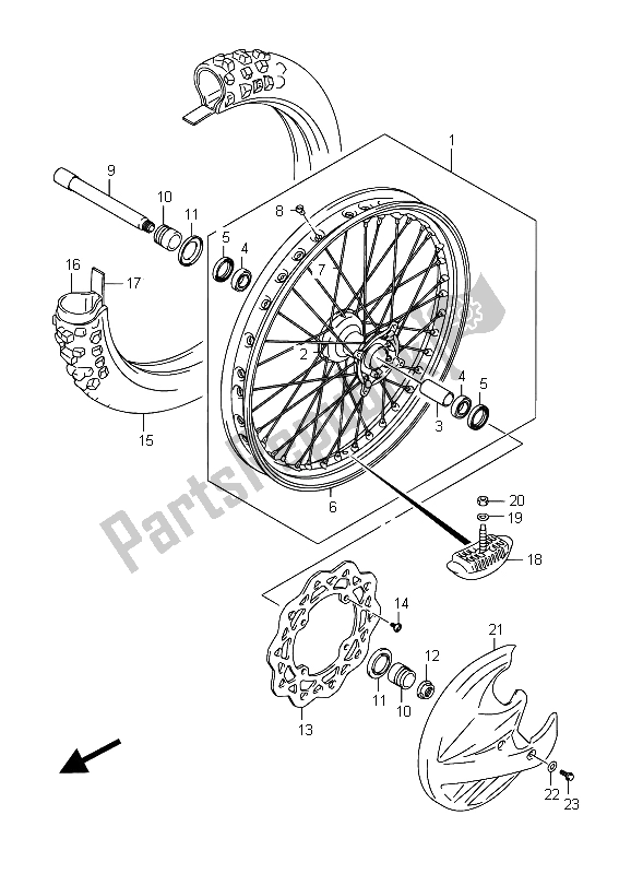 All parts for the Front Wheel of the Suzuki RM Z 250 2015