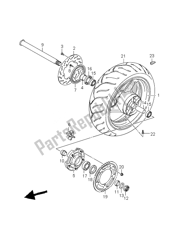 All parts for the Rear Wheel (gsf1250sa) of the Suzuki GSF 1250 SA Bandit 2010