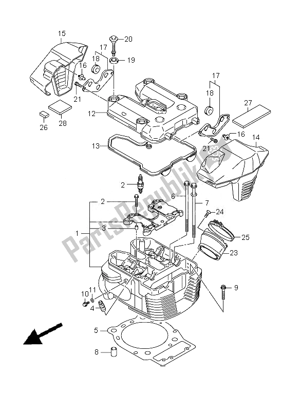 Toutes les pièces pour le Culasse Avant du Suzuki C 1800R VLR 1800 Intruder 2010