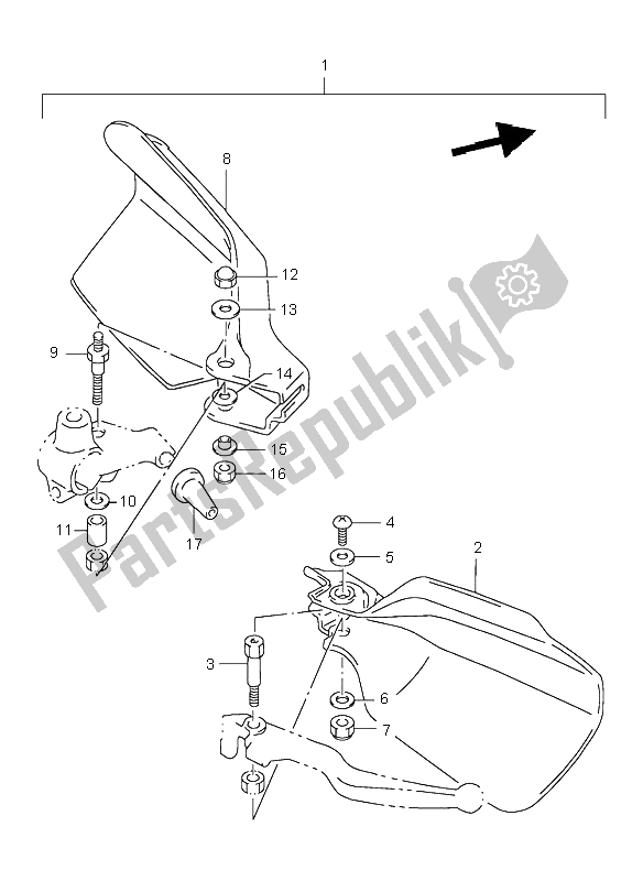 Tutte le parti per il Copertura Nocche (opzione) del Suzuki DR 125 SE 1998