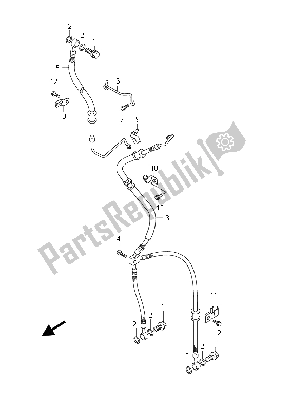 All parts for the Front Brake Hose (an650a E2) of the Suzuki AN 650A Burgman Executive 2011