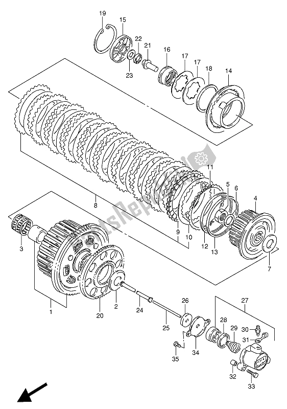 All parts for the Clutch of the Suzuki GSX R 1100W 1994