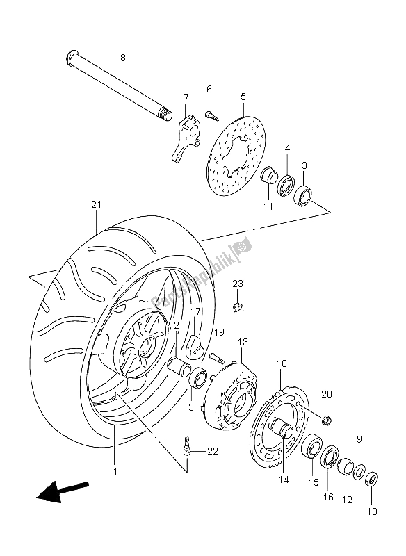 All parts for the Rear Wheel of the Suzuki TL 1000R 2000