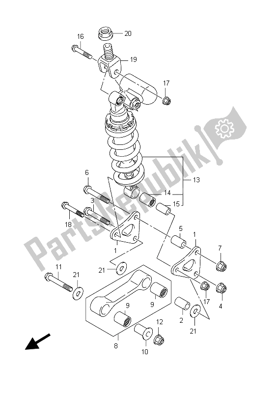 All parts for the Rear Cushion Lever (gsx-r600uf E21) of the Suzuki GSX R 600 2012