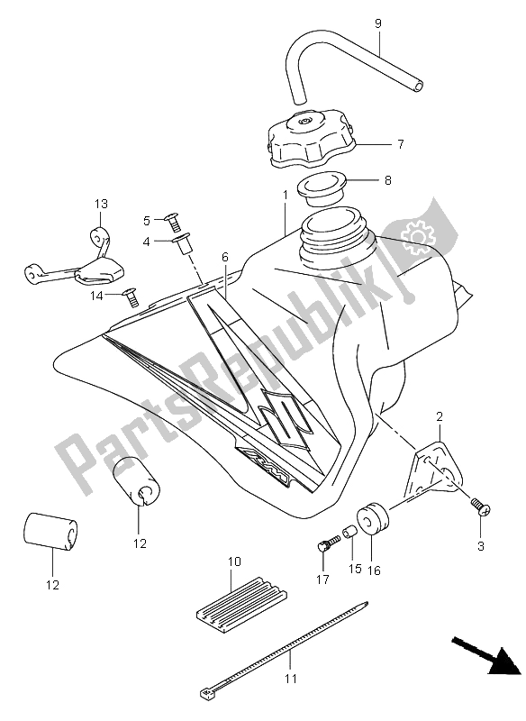 All parts for the Fuel Tank of the Suzuki RM 85 SW LW 2005