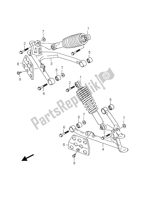 All parts for the Suspension Arm of the Suzuki LT Z 90 4T Quadsport 2010