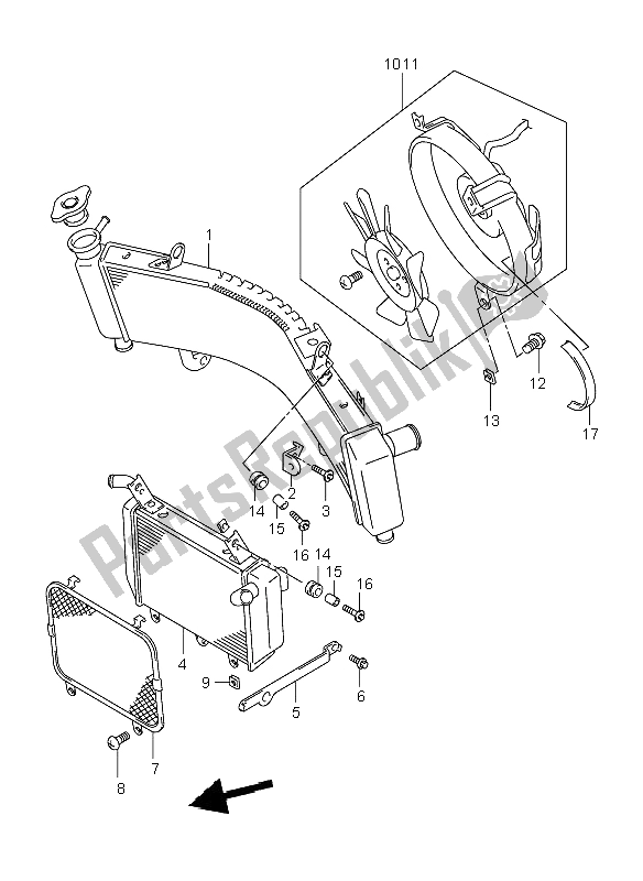 Alle onderdelen voor de Radiator van de Suzuki TL 1000R 2000