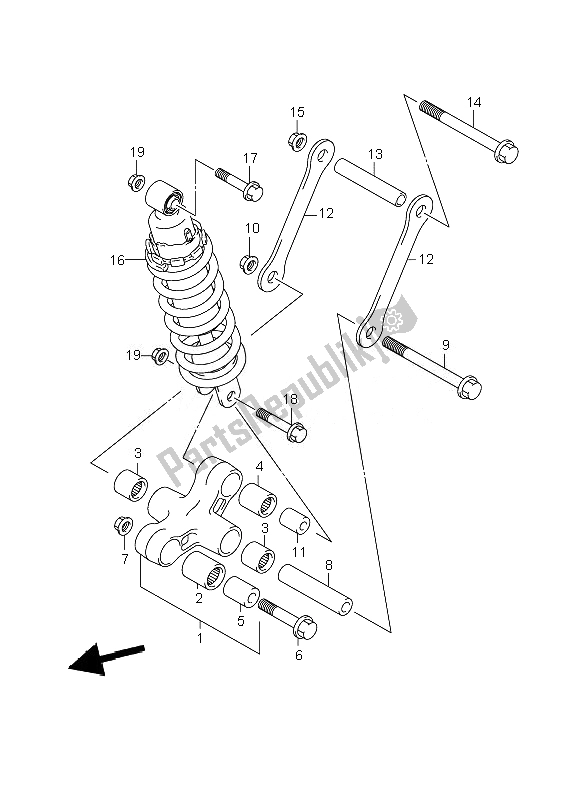 All parts for the Rear Cushion Lever of the Suzuki C 800 VL Intruder 2010