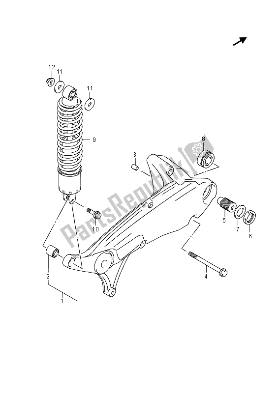 All parts for the Rear Swingingarm of the Suzuki AN 650Z Burgman Executive 2014