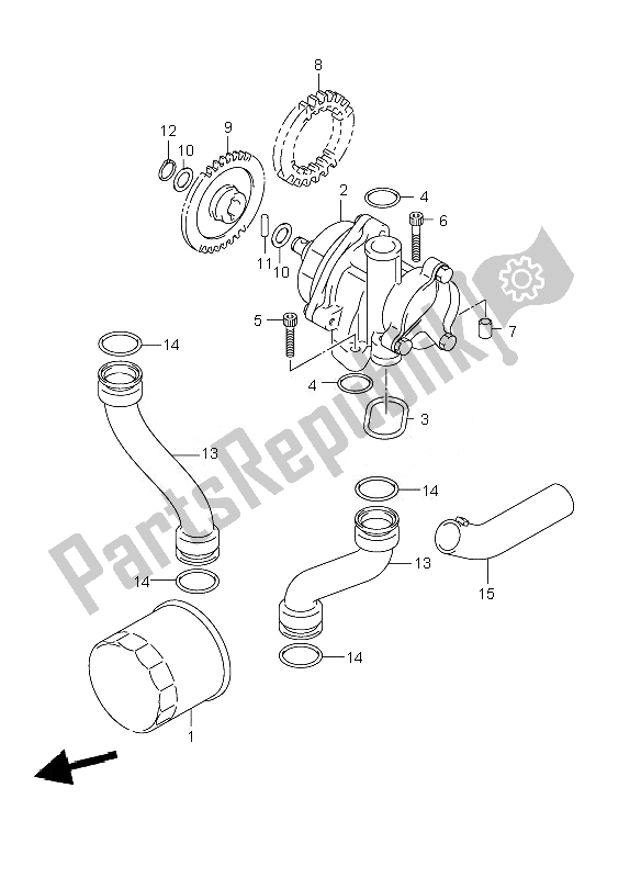 All parts for the Oil Pump of the Suzuki GSX 1400Z 2007