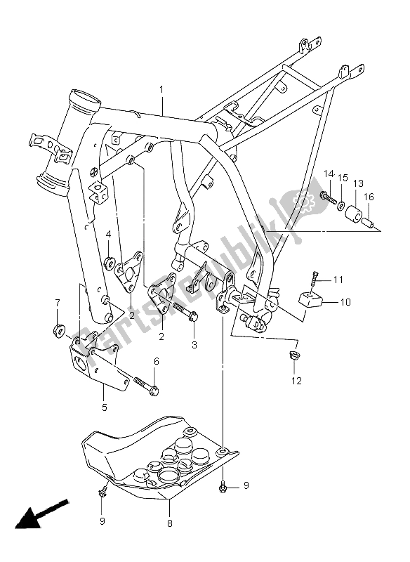 All parts for the Frame of the Suzuki DR Z 125 SW LW 2005