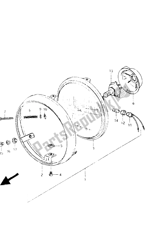 Todas las partes para Faro (e4-e16-e17-e21-e22-e24-e25-e26-e53) de Suzuki GSX 400S 1986