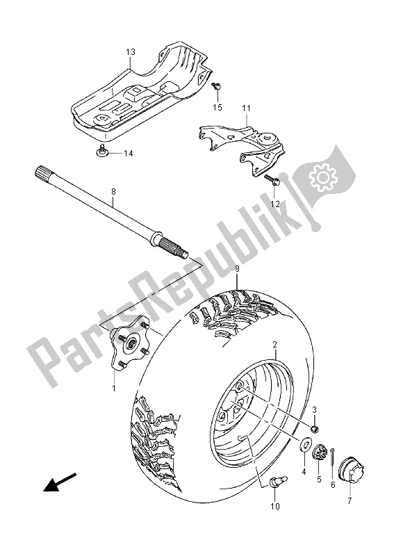 All parts for the Left Rear Wheel (lt-f400f) of the Suzuki LT F 400 FZ Kingquad FSI 4X4 2014