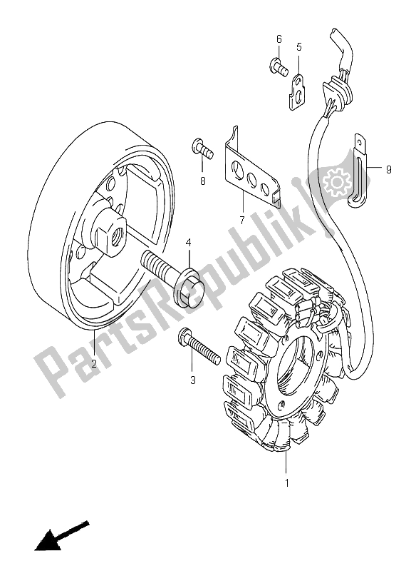 All parts for the Generator of the Suzuki GS 500 2002