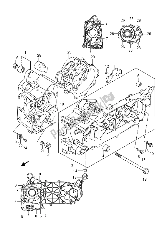 Tutte le parti per il Carter del Suzuki UH 200A Burgman 2014