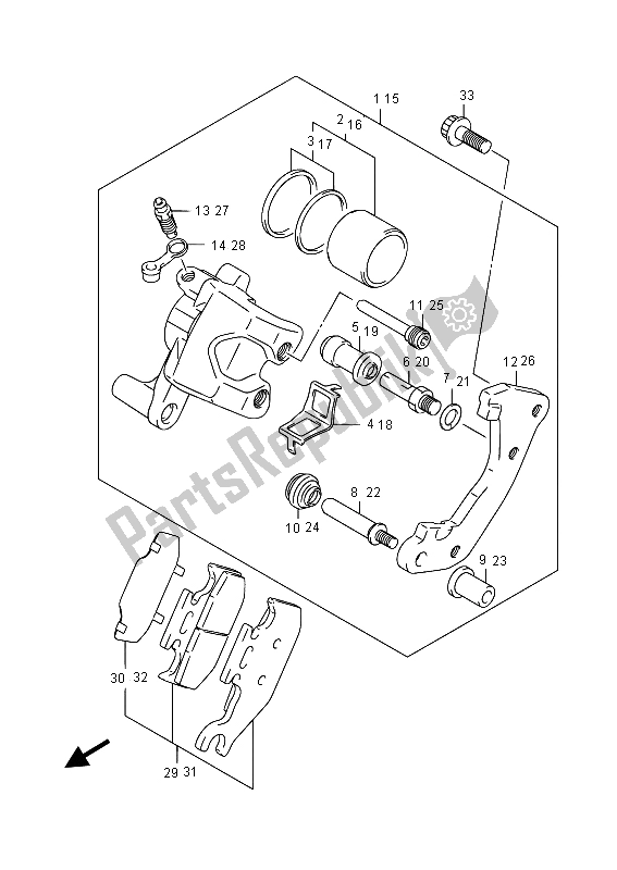 All parts for the Front Caliper of the Suzuki LT A 750 XVZ Kingquad AXI 4X4 2015