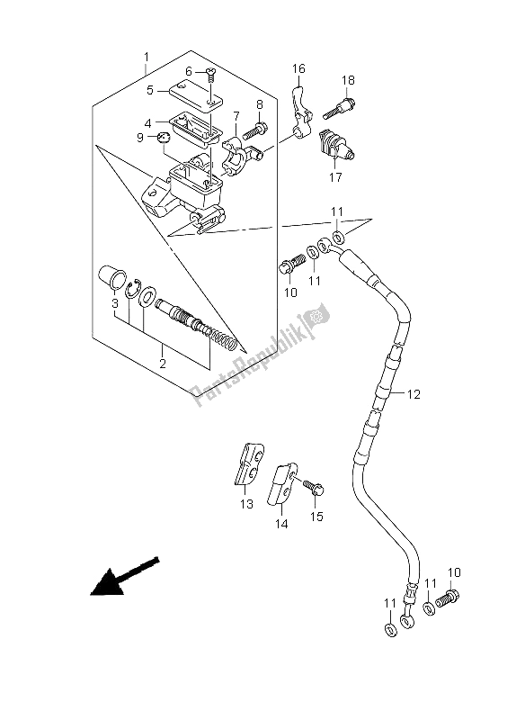 All parts for the Front Master Cylinder of the Suzuki RM Z 450 2008