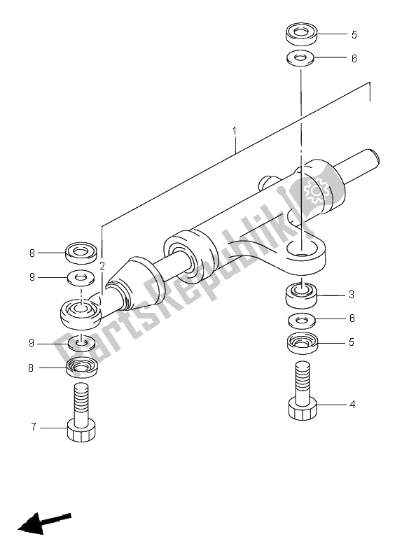 All parts for the Steering Damper of the Suzuki GSX R 1100W 1996