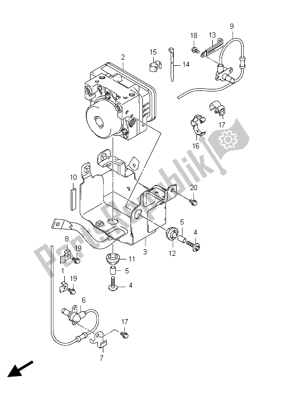 Alle onderdelen voor de Hydraulische Eenheid van de Suzuki SFV 650A Gladius 2012