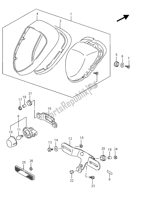 All parts for the Rear Combination Lamp (e02) of the Suzuki VL 800 Intruder 2015