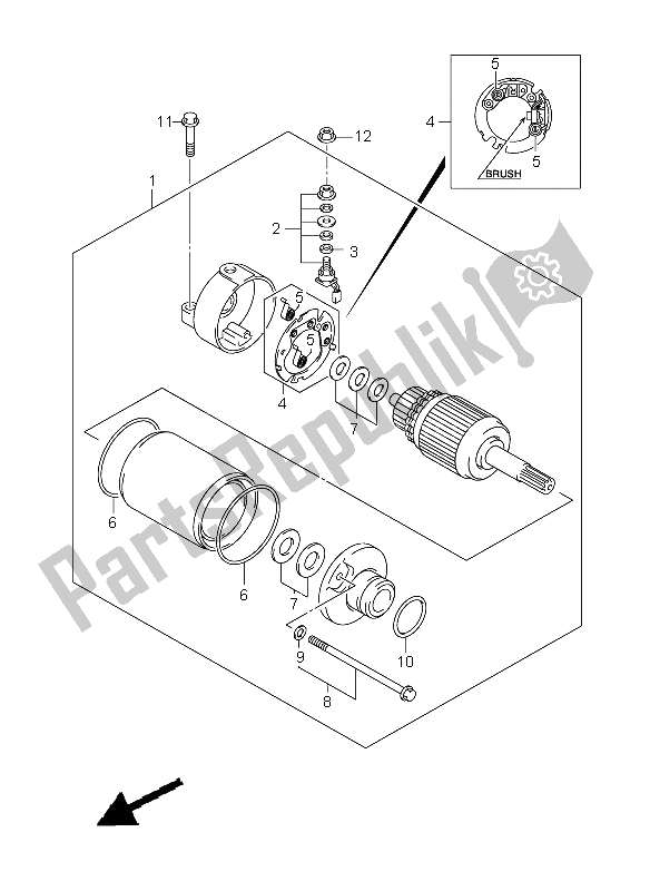 All parts for the Starting Motor of the Suzuki DR Z 400 SM 2008