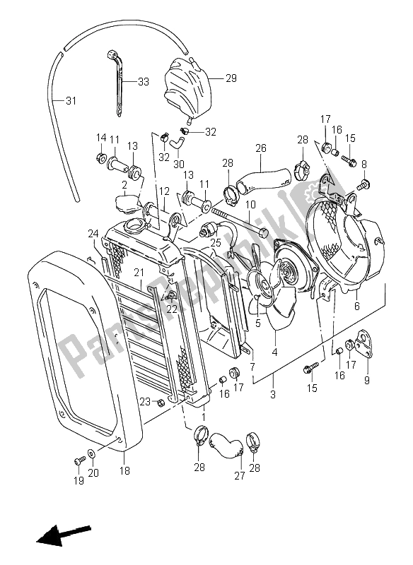 All parts for the Radiator of the Suzuki VS 600 Intruder 1995