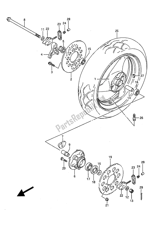 Tutte le parti per il Ruota Posteriore del Suzuki GSF 400 Bandit 1992