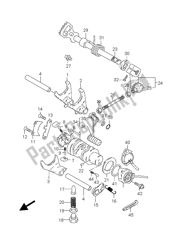 All parts for the Gear Shifting of the Suzuki GZ 250 Marauder 2005