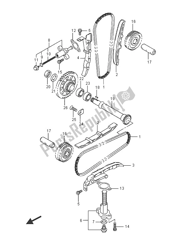 All parts for the Cam Chain of the Suzuki DL 1000A V Strom 2016