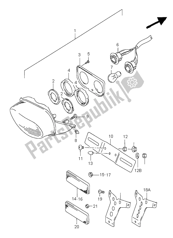 Todas as partes de Lanterna Trazeira do Suzuki GSX R 750 1999