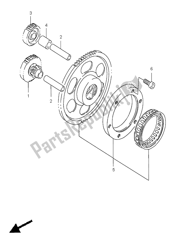 All parts for the Starter Clutch of the Suzuki VS 1400 Intruder 1998