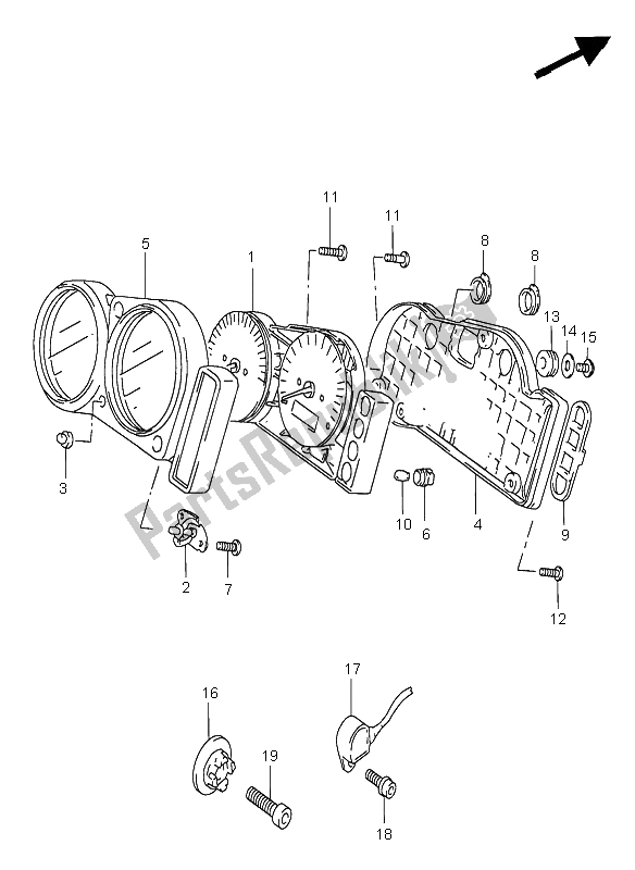 Tutte le parti per il Tachimetro del Suzuki GSX R 750 1998