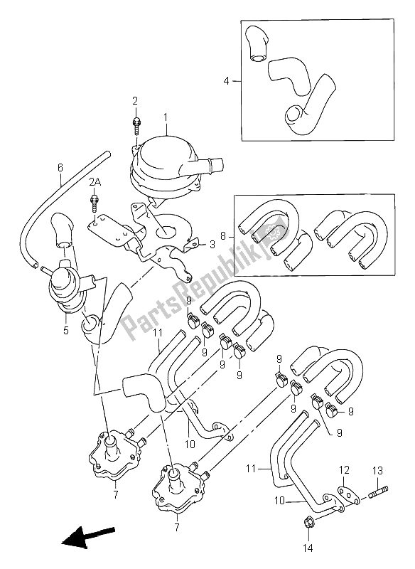 All parts for the Second Air (e18-e39) of the Suzuki RF 900R 1998