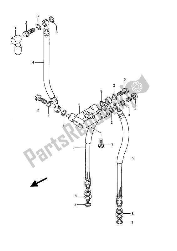 Tutte le parti per il Tubo Freno Anteriore del Suzuki GSX 1100F 1988